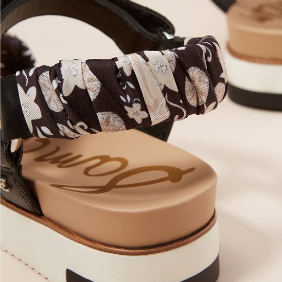 Sam Edelman Ashie Anthropologie Floral Scarf Black Boho Sandals Size 9.5 - Picture 15 of 16